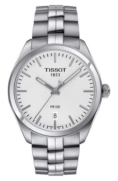 Shop Tissot Pr100 Bracelet Watch, 39mm In Silver
