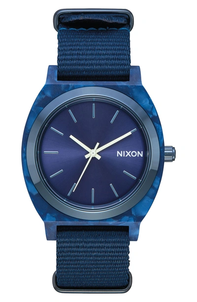Shop Nixon Time Teller Nylon Strap Watch, 40mm In Blue