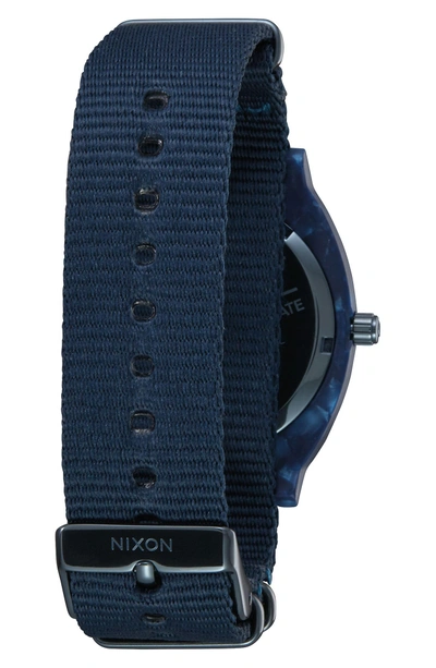 Shop Nixon Time Teller Nylon Strap Watch, 40mm In Blue
