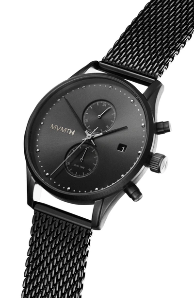 Shop Mvmt Voyager Chronograph Mesh Bracelet Watch, 42mm In Black/ Slate