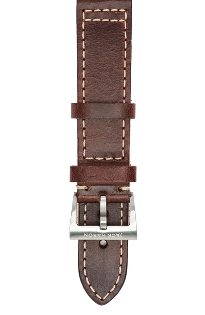Shop Jack Mason Leather Watch Strap, 22mm In Brown