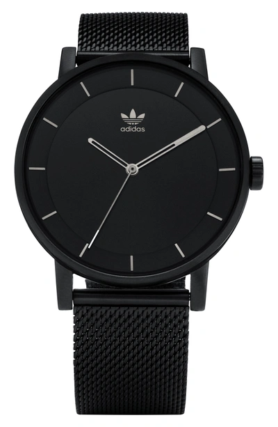 Shop Adidas Originals District Milanese Bracelet Watch, 40mm In Black/ Gunmetal
