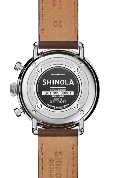 Shop Shinola The Canfield Chrono Leather Strap Watch, 43mm In Bourbon/ Silver