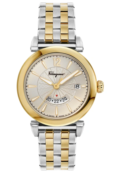 Shop Ferragamo Feroni Bracelet Watch, 40mm In Silver/ Gold