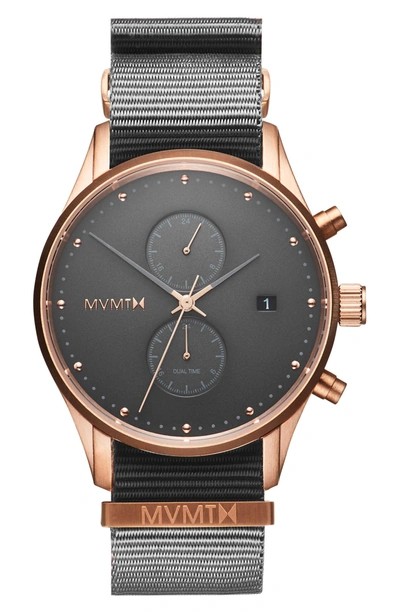 Shop Mvmt Voyager Chronograph Canvas Strap Watch, 42mm In Graphite/ Graphite