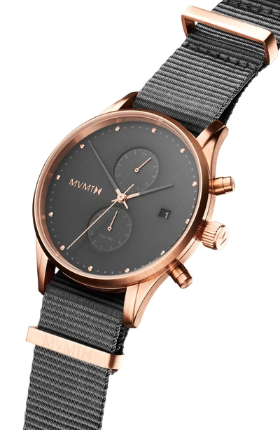 Shop Mvmt Voyager Chronograph Canvas Strap Watch, 42mm In Graphite/ Graphite