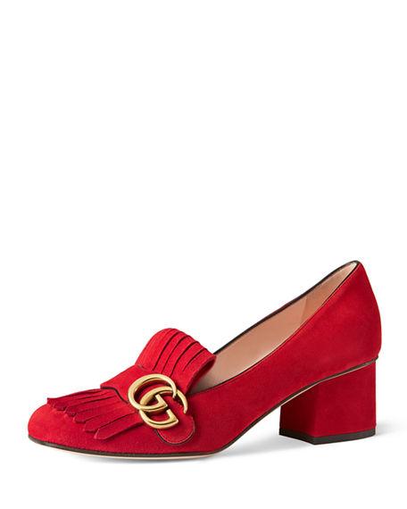 Gucci Fringe Suede 55mm Loafer In Red Suede | ModeSens