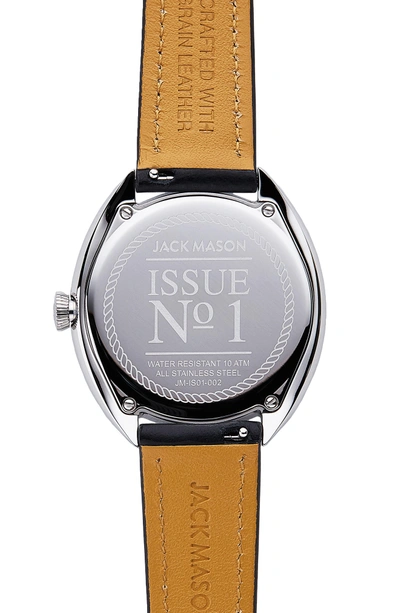 Shop Jack Mason Issue No. 1 Leather Strap Watch, 41mm In Black/ Mop/ Silver