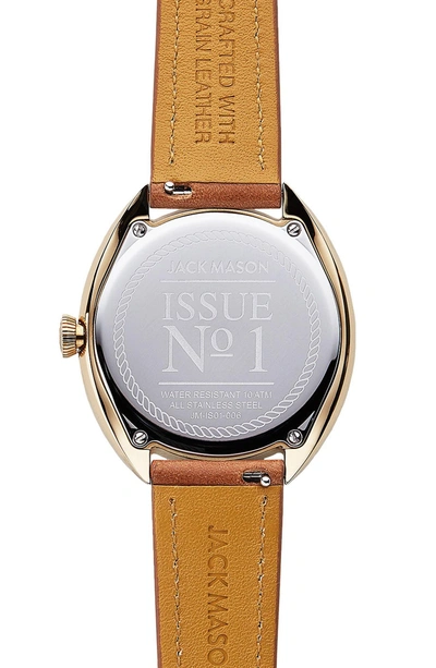 Shop Jack Mason Issue No. 1 Leather Strap Watch, 41mm In Tan/ White/ Gold