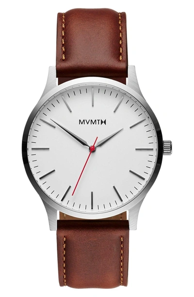Shop Mvmt Leather Strap Watch, 40mm In White/ Natural