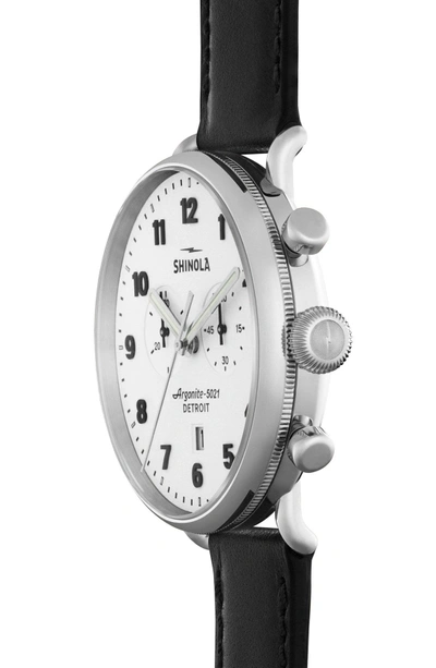 Shop Shinola The Canfield Chrono Leather Strap Watch, 43mm In Black/ White