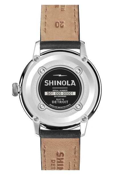 Shop Shinola Bedrock Leather Strap Watch, 42mm In Black