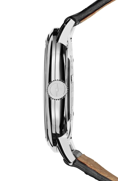 Shop Shinola Bedrock Leather Strap Watch, 42mm In Black