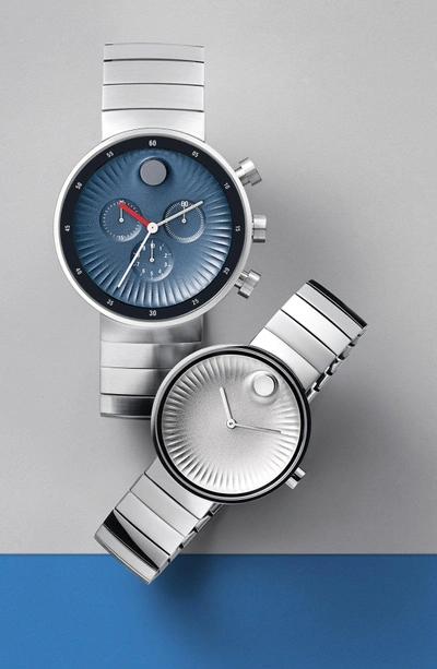 Shop Movado 'edge' Bracelet Watch, 42mm In Silver/ Blue