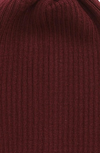 Shop Lacoste Rib Knit Wool Beanie - Red In Vendange