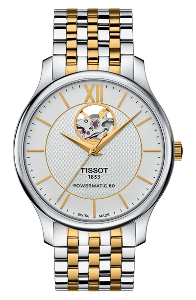 Shop Tissot Tradition Bracelet Watch, 40mm In Silver/ Gold