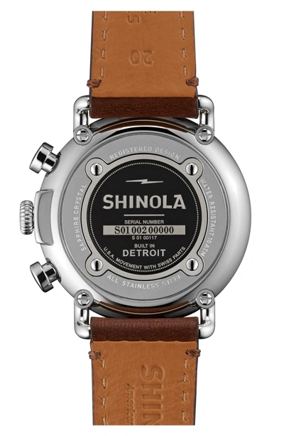 Shop Shinola 'the Runwell Chrono' Leather Strap Watch, 41mm In Dark Brown/ Blue