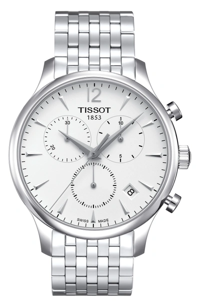 Shop Tissot Tradition Chronograph Bracelet Watch, 42mm In Silver