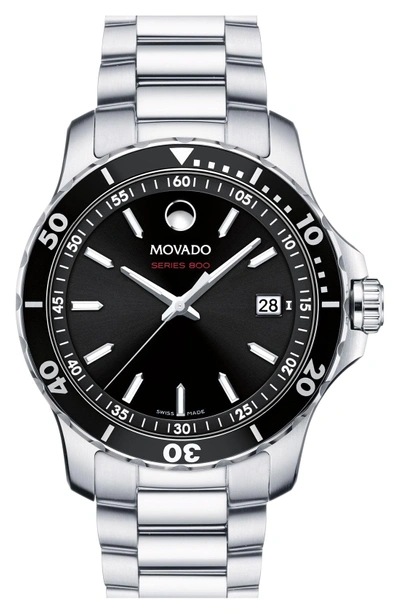 Shop Movado 'series 800' Bracelet Watch, 40mm In Silver/ Black