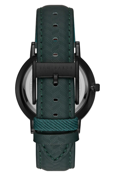 Shop Ted Baker David Leather Strap Watch, 40mm In Black/ Dark Blue