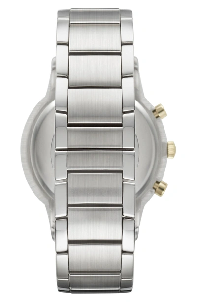 Shop Emporio Armani Chronograph Bracelet Watch, 43mm In Grey/ Silver