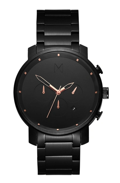 Shop Mvmt The Chrono Chronograph Bracelet Watch, 45mm In All Black/ Rose Gold