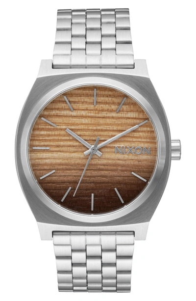 Shop Nixon Time Teller Bracelet Watch, 37mm In Silver/ Wood/ Silver