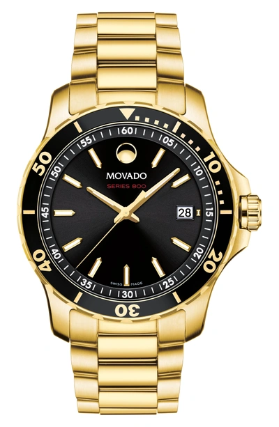 Shop Movado Series 800 Bracelet Watch, 40mm In Gold/ Black/ Gold