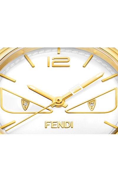 Shop Fendi Momento Bug Bracelet Watch, 34mm In Gold/ White/ Gold