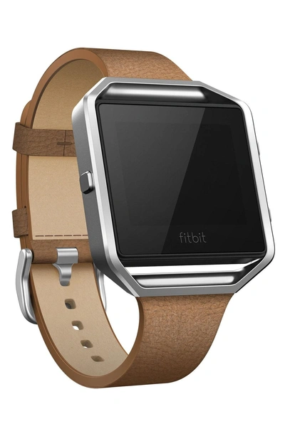 Fitbit 'blaze' Slim Leather Accessory Band & Frame In Camel