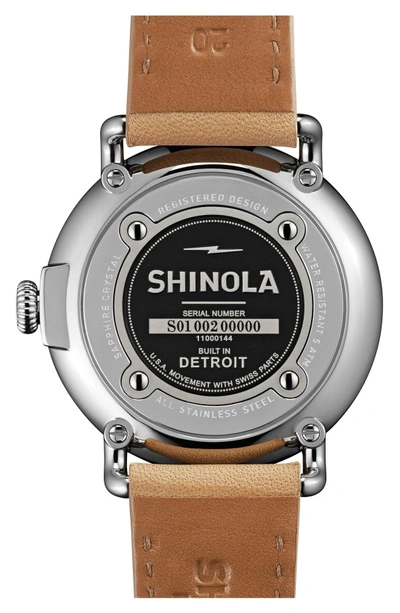 Shop Shinola 'the Runwell' Leather Strap Watch, 41mm In Midnight Blue/ Natural