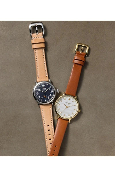 Shop Shinola 'the Runwell' Leather Strap Watch, 41mm In Midnight Blue/ Natural