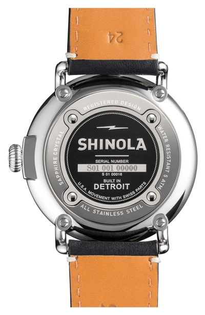 Shop Shinola 'the Runwell' Leather Strap Watch, 47mm In Black/ White