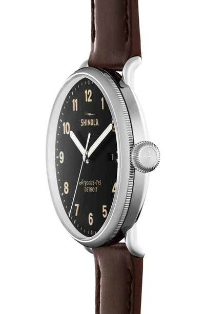 Shop Shinola The Canfield Leather Strap Watch, 43mm In Dark Brown/ Black