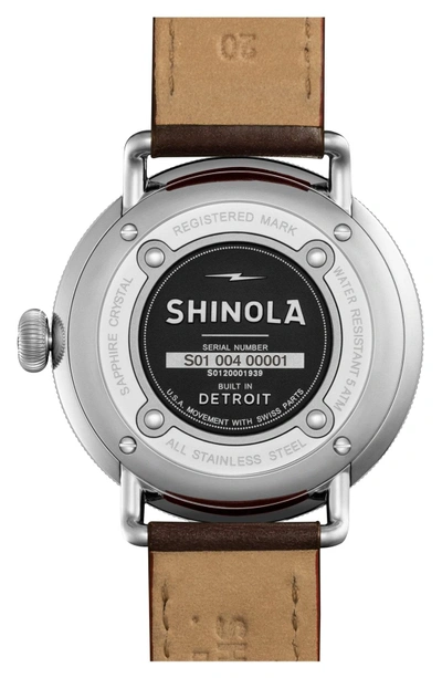 Shop Shinola The Canfield Leather Strap Watch, 43mm In Dark Brown/ Black