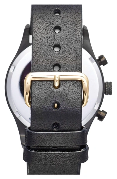 Shop Triwa Sort Of Black Chronograph Leather Strap Watch, 38mm In Black/ Black