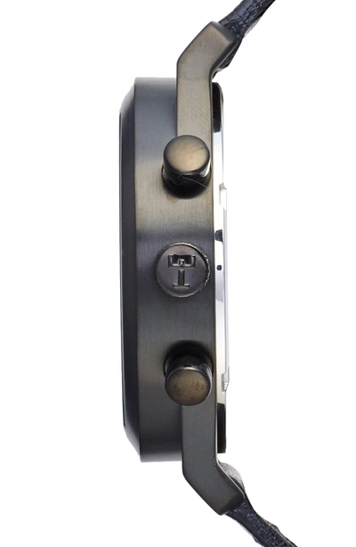 Shop Triwa Sort Of Black Chronograph Leather Strap Watch, 38mm In Black/ Black