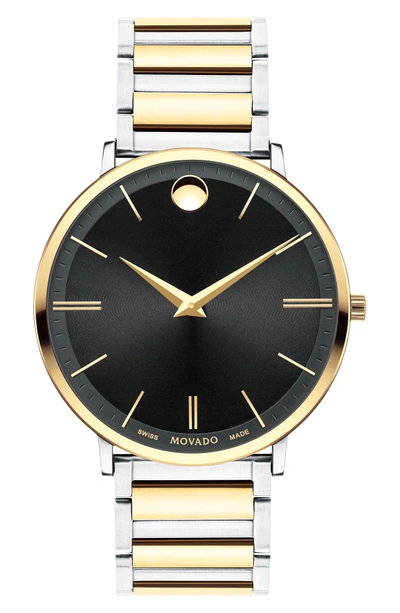 Shop Movado Ultra Slim Bracelet Watch, 40mm In Silver/ Black/ Gold