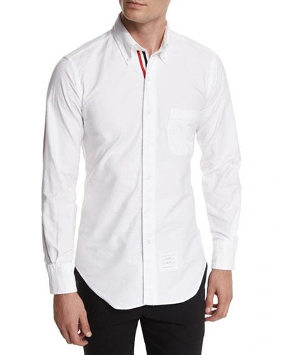 Shop Thom Browne Long-sleeve Cotton Oxford Shirt In White