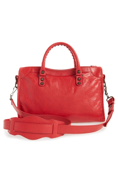 Shop Balenciaga Small Classic City Leather Tote - Red In 6420 Rouge Bordeaux