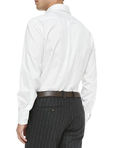 Shop Brunello Cucinelli Men's Button-down Slim-spread Collar Shirt In White