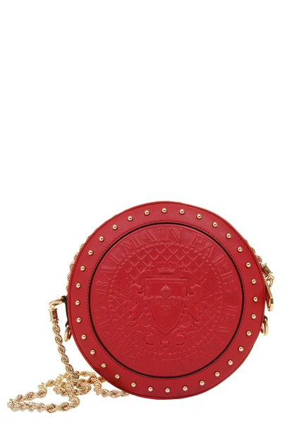 Shop Balmain Renaissance Leather Shoulder Bag - Red In Rouge