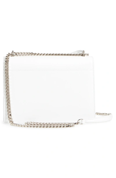 Shop Saint Laurent Medium Sunset Calfskin Shoulder Bag In Optic White
