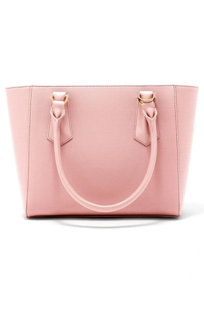 Shop Dagne Dover Signature Midi Coated Canvas Tote - Pink In Lychee