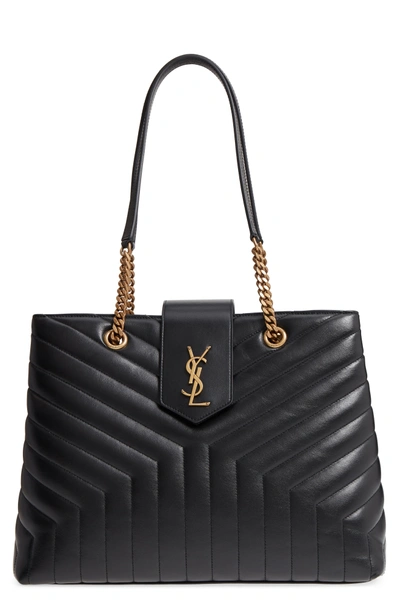 Saint Laurent Loulou Large Quilted Leather Shoulder Bag In Black /gold ...