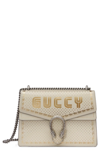 Shop Gucci Dionysus Moon & Stars Leather Shoulder Bag - White In Mystic White/ Oro