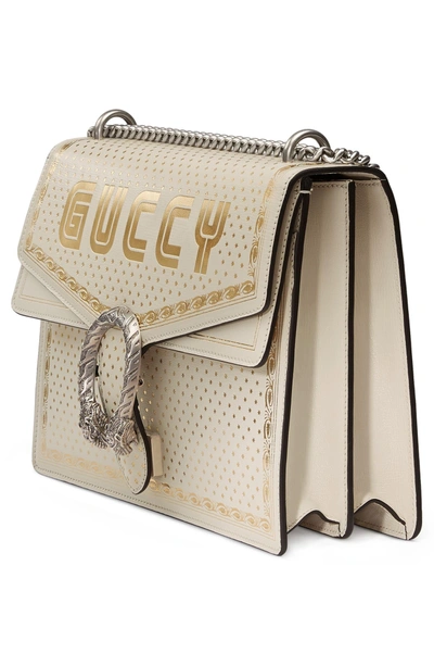 Shop Gucci Dionysus Moon & Stars Leather Shoulder Bag - White In Mystic White/ Oro