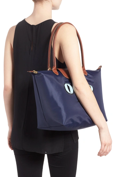 Shop Longchamp 'large Le Pliage Miaou' Tote - Blue In Blue Navy