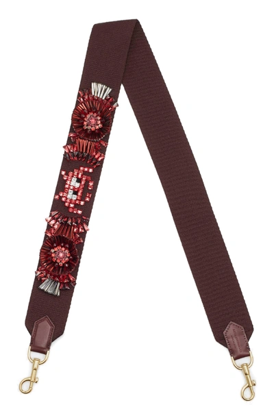 Shop Anya Hindmarch Build A Bag Embellished Leather Shoulder Strap - Red In Burgundy