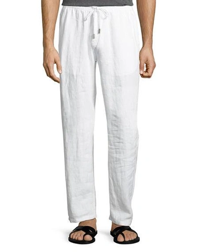 Shop Vilebrequin Pacha Drawstring Linen Pants In White